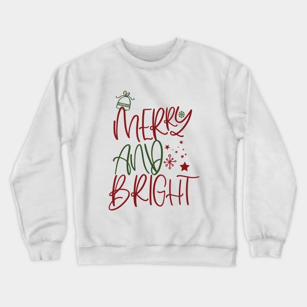 merry and bright christmas happy kids holidays Crewneck Sweatshirt by chakibium